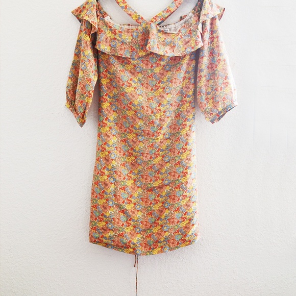 Madewell Floral Cold Shoulder Ruffle Dress Size 4 - Picture 2 of 8